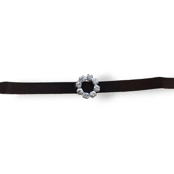 NEW Vintage 90's Y2K 2PC Velvet and Rhinestone Bracelet in Brown and Black - Picture 12 of 13